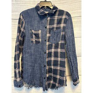 Artisan De Luxe Blue mixed plaid button down